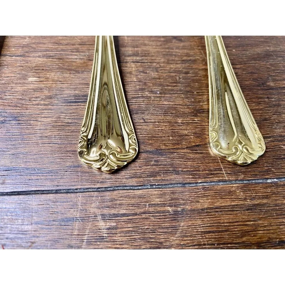 Hamptons Silversmiths 199 Gold‎ Tone Flatware Lot Of 40 Spoons Forks Knives